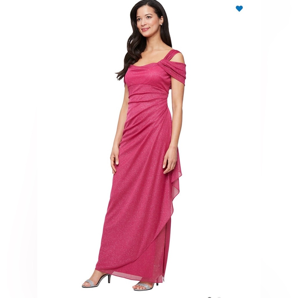 Alex Evenings Glitter Raspberry Dress NWT